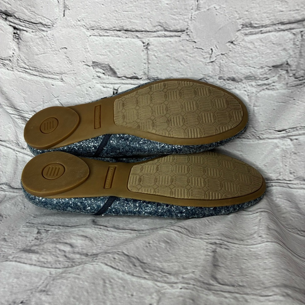 Lands' End Women’s Blue Sequin Glitter Ballet Flats w/Bow Round Toe Slip On Sz 7 - Picture 8 of 10